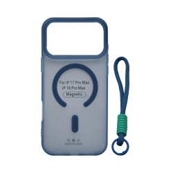 Capa de Silicone Designer Magnética com Cordão para Apple iPhone 17 Pro Max/iPhone 18 Pro Max Azul